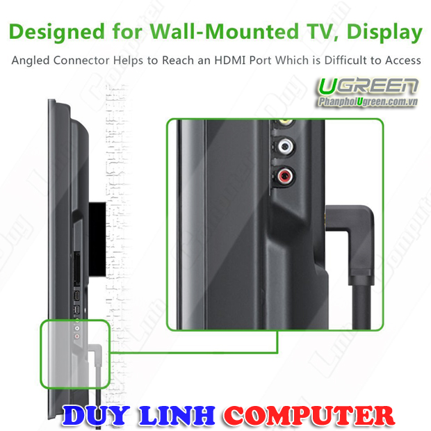 Cáp HDMI 5m vuông góc (lên) Ugreen 10123 chính hãng - 1