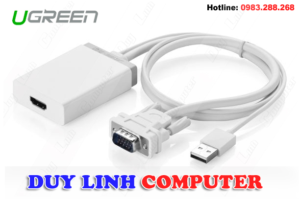 Cáp chuyển VGA to HDMI tích hợp Audio Ugreen UG-40213 chính hãng - 1