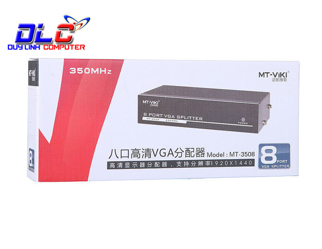 Bộ chia 1 máy tính ra 8 màn hình VGA 350Mhz chính hãng Mt viki 3508