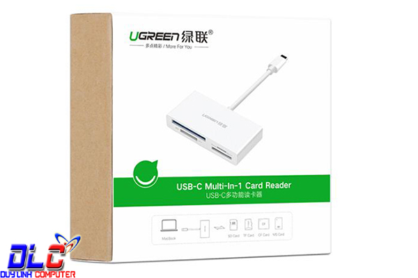 Đầu đọc thẻ USB Type C Ugreen 40745 (TF / SD 4.0 / CF / MS) Cao Cấp	