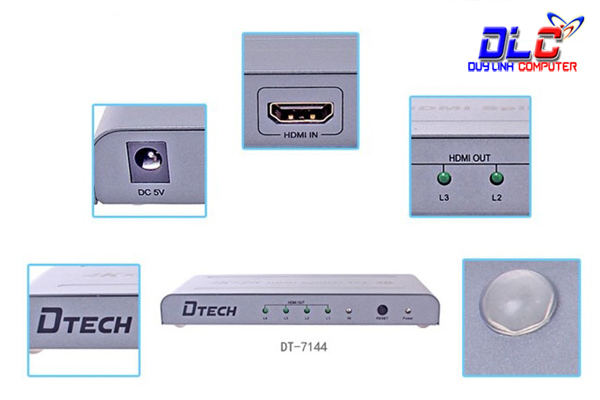 Bộ Chia HDMI 1 ra 4 Dtech DT-7144 chính hãng hỗ trợ 4K,2K