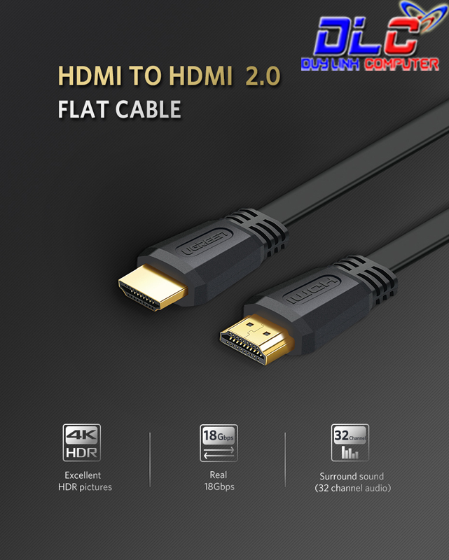 Cáp hdmi 2.0 dẹt dài 1,5m Ugreen 50819 chính hãng hỗ trợ 4K cao cấp