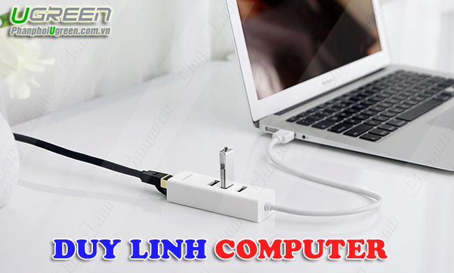 USB Lan tích hợp Hub USB 2.0 4 cổng Ugreen 30301, 30299 chính hãng