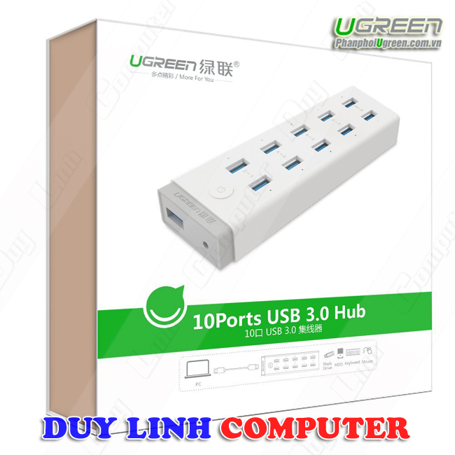 Bộ chia USB 10 cổng tốc độ cao chuẩn 3.0 cao cấp Ugreen 20297