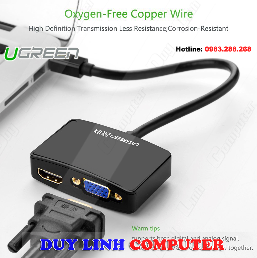 Cáp Mini Displayport to VGA + HDMI cao cấp Ugreen UG-10439