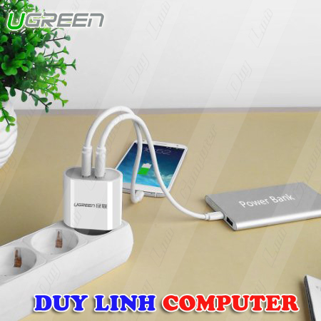 Củ sạc 2 cổng USB 2.0 cao cấp Ugreen 20384