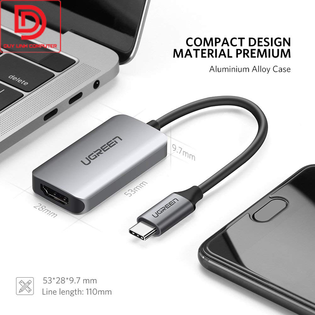 Cáp chuyển đổi USB Type C sang HDMI Ugreen 50314 chính hãng hỗ trợ 4K
