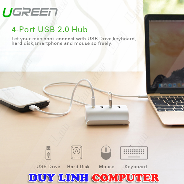 Cáp chuyển USB Type C ra 4 cổng USB 2.0 Ugreen 30288 cao cấp