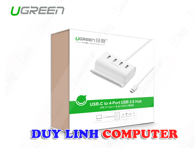 Cáp chuyển USB Type C ra 4 cổng USB 2.0 Ugreen 30288 cao cấp