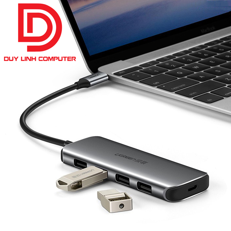 Bộ chia USB Type C ra 4 cổng USB 3.0 hỗ trợ nguồn phụ Ugreen 50980 chính hãng