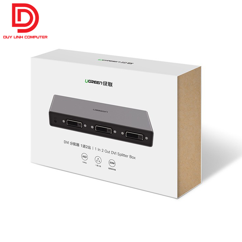 Ugreen 50746 - Bộ chia DVI 1 ra 2 chuẩn DVI 24+1 chính hãng hỗ trợ Full HD1080P