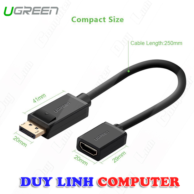 Cáp nối Displayport to HDMI (âm) cao cấp Ugreen 20404 chính hãng
