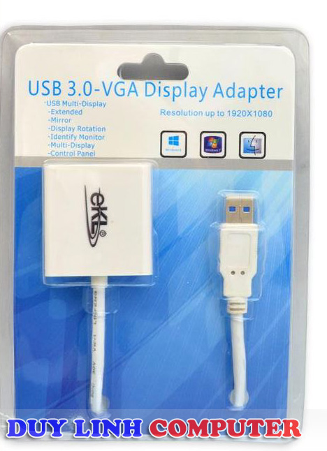 Cáp chuyển USB to VGA chính hãng EKL chuẩn 3.0