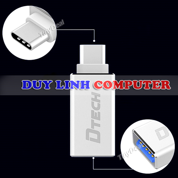 Cáp chuyển đổi USB Type C  to USB 3.0 (đầu âm) chính hãng DTECH