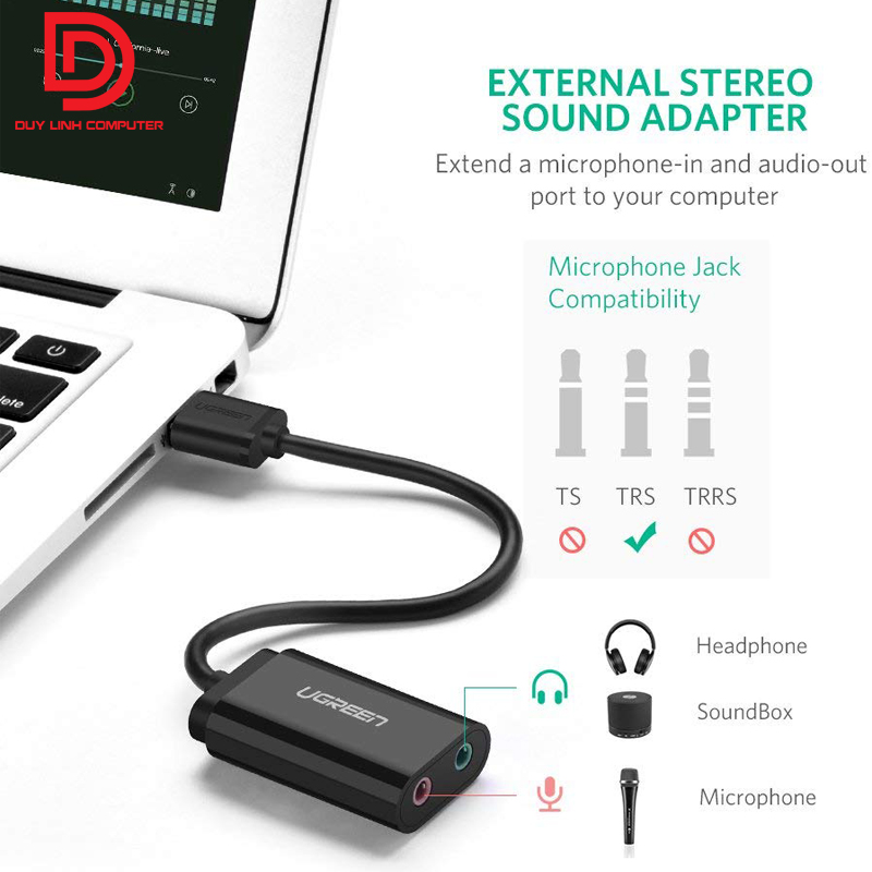 Ugreen 30724 - Cáp sound USB 2.0 to 3.5mm chính hãng