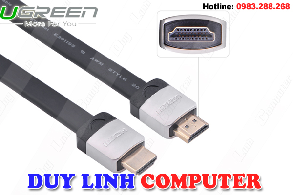 Cáp HDMI 8M dẹt chính hãng Ugreen UG-10264 hỗ trợ 3D 4K