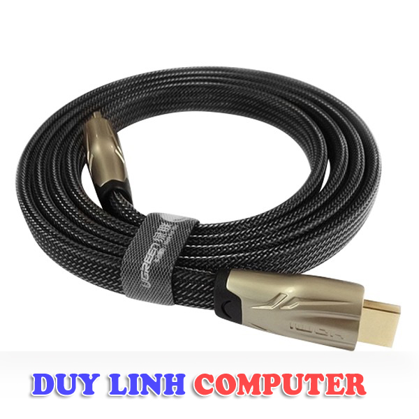 Cáp HDMI 2M dẹt Chính hãng Ugreen UG-10252 bện nylon hỗ trợ 3D, 4K