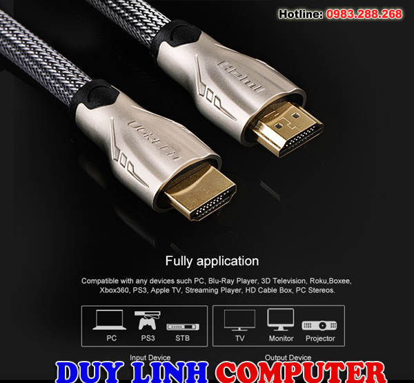 Cáp HDMI 8M bọc lưới, chống nhiễu chính hãng Ugreen 11194