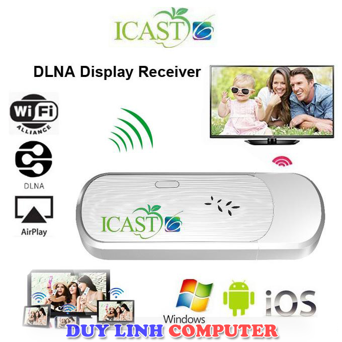 HDMI Không Dây Icast6 Dongle - Xuất tín hiệu từ điện thoại, máy tính bảng, Laptop ra Tivi