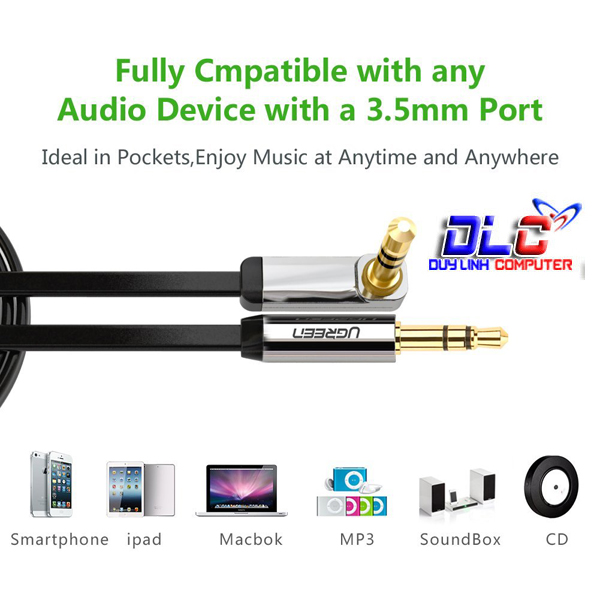 Cáp Audio 3,5mm dài 3M Ugreen AV119 UG-10528 bẻ góc 90 độ
