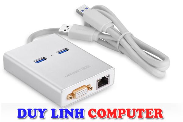 Cáp Chuyển USB 3.0 to VGA, 2 USB 3.0 và Lan Gigabit 10/100/1000 Mpbs Chính hãng Ugreen 40242