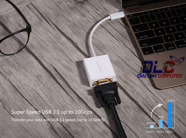 Cáp USB Type-C to VGA Ugreen 40274 cao cấp hỗ trợ 1080p