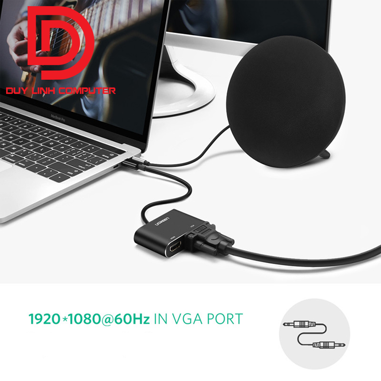 Cáp chuyển USB Type C to HDMI + VGA Ugreen 50738 vỏ nhôm cao cấp