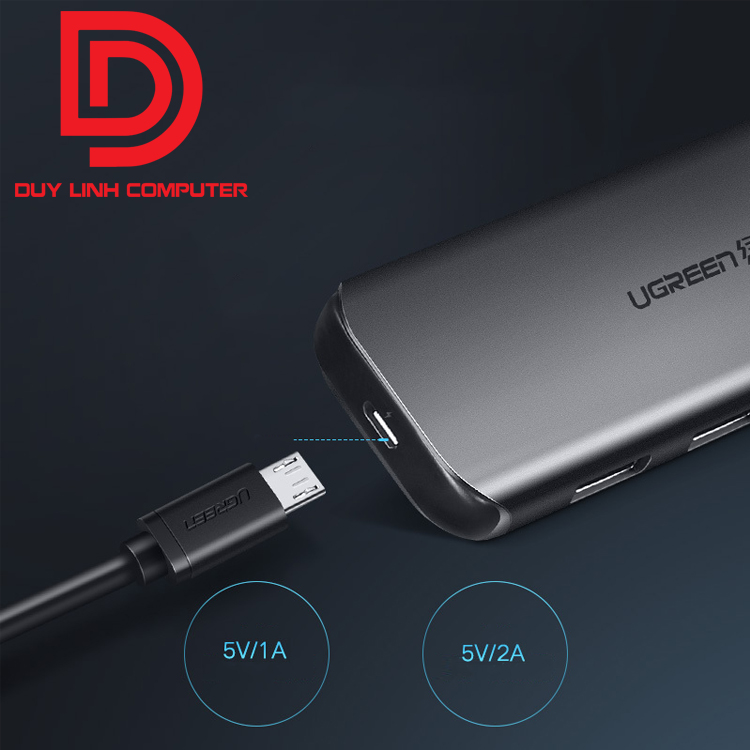 Bộ chia USB 3.0 ra 4 cổng Ugreen 50768 vỏ nhôm cao cấp