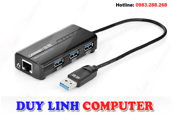 Cáp USB 3.0 to Lan Gigabit 10/100/1000 + 3 Cổng USB 3.0 Ugreen 20265
