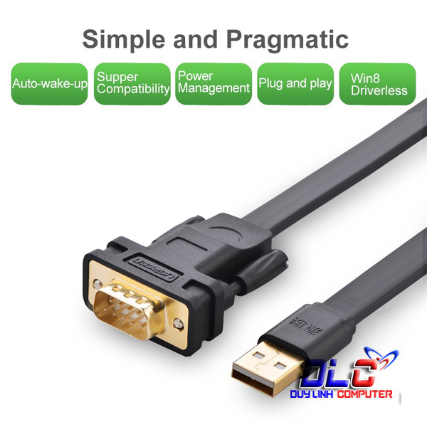 Cáp USB to COM DB9 RS232 2M UGREEN CR107 UG-20218