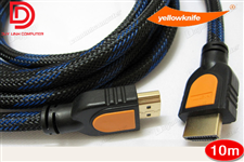 Cáp HDMI 10m YellowKnife - Bọc lưới chống nhiễu, hỗ trợ 1.4v,3D,4K