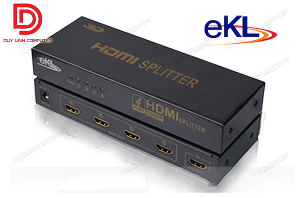 Bộ chia HDMI 1 ra 4 EKL-HS104 chính hãng hỗ trợ 4K, 3D