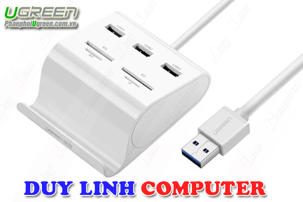 Bộ chia USB 3.0 tích hợp đầu đọc thẻ nhớ chính hãng Ugreen 30342
