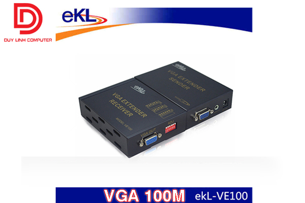 Bộ mở rộng VGA và Audio 100m thông qua dây mạng CAT 5/6 chính hãng EKL-VE100