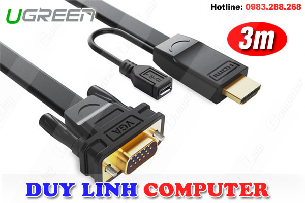 Cáp chuyển HDMI to VGA cao cấp Ugreen UG-40232  dài 3m chính hãng