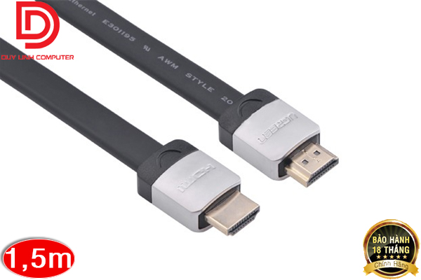 Cáp HDMI 1,5M dẹt chính hãng Ugreen UG-10260 hỗ trợ 3D 4K