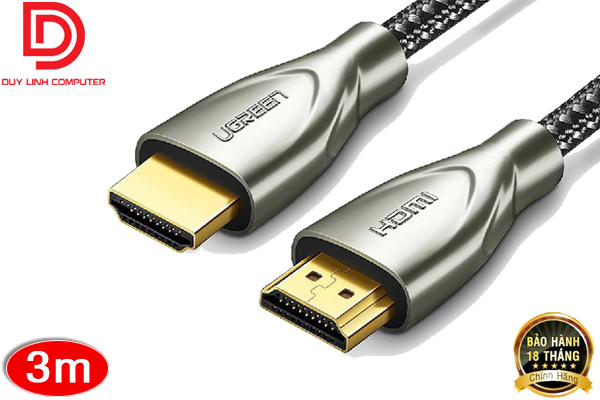 Cáp HDMI 2.0 Carbon dài 3m chính hãng Ugreen 50109 mạ vàng cao cấp