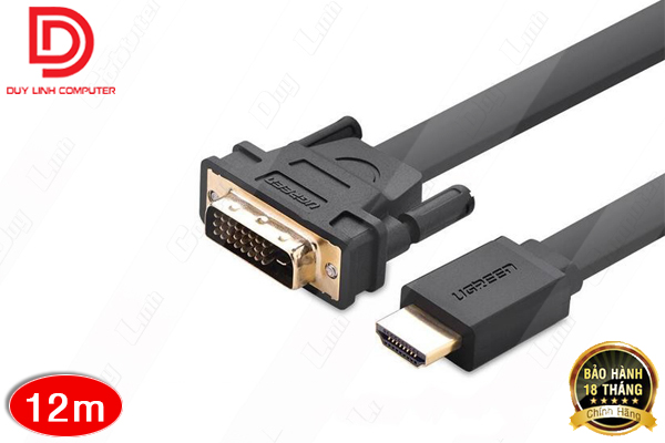 Cáp HDMI to DVI 24+1 12M UGREEN HD106 UG-30141 mỏng, dẹt