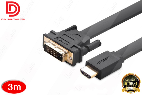 Cáp HDMI to DVI (24+1) mỏng dẹt 3M Ugreen UG-30107