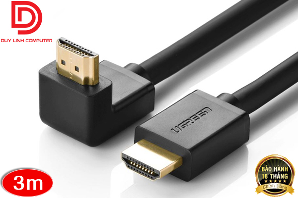 Cáp HDMI to HDMI dài 3m bẻ xuống góc vuông 90 độ Ugreen 10174