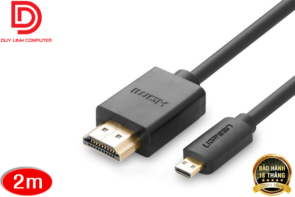 Cáp Micro HDMI 2M Chuẩn D to HDMI chuẩn A Chính hãng Ugreen 30103
