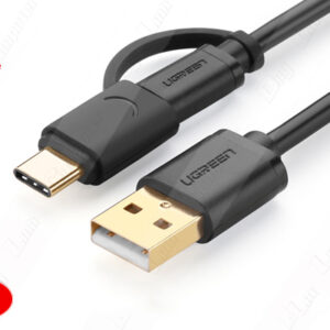 Cáp Micro USB to USB với 1 cổng USB type C dài 1m Ugreen 30171