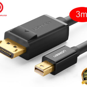 Cáp Mini Displayport to Displayport 3M UGREEN 10434 mạ vàng cao cấp, hỗ trợ 4K 2K (Đen)