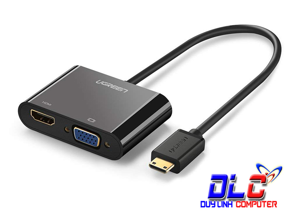 Cáp Mini HDMI To HDMI + VGA Ugreen 40385 Hỗ Trợ 4K, 3D, 1080p