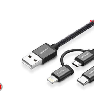 Cáp sạc 3 trong 1 USB Type C / Lightning / Micro USB Ugreen 50206 dài 1,5m chính hãng