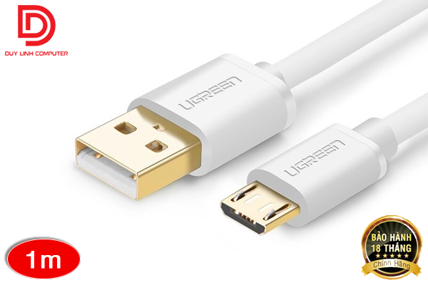 Cáp USB 2.0 AM to Micro USB 1M UGREEN US125 UG-10848 (trắng)