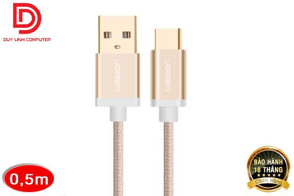 Cáp USB-C, Cáp USB Type-C to USB 2.0 0.5M UGREEN 20859 Gold Rose Cao cấp