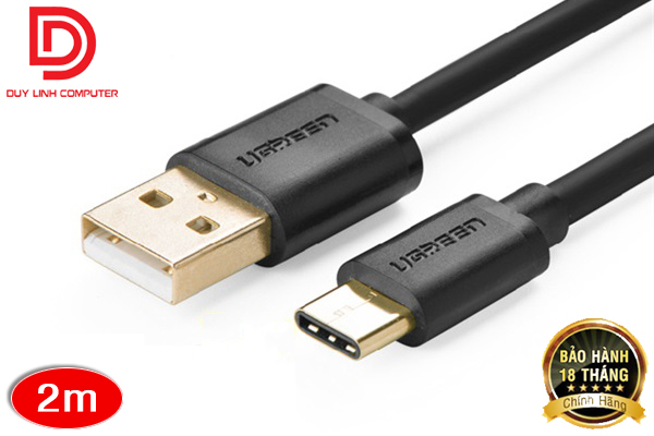 Cáp USB Type C To USB 2.0 Dài 2M Ugreen 30161 Mạ Vàng Cao Cấp