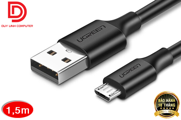 Ugreen 60137 - Cáp USB to  Micro USB dài 1,5m màu đen chính hãng