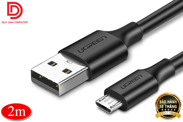Ugreen 60138 - Cáp USB to  Micro USB dài 2m màu đen chính hãng